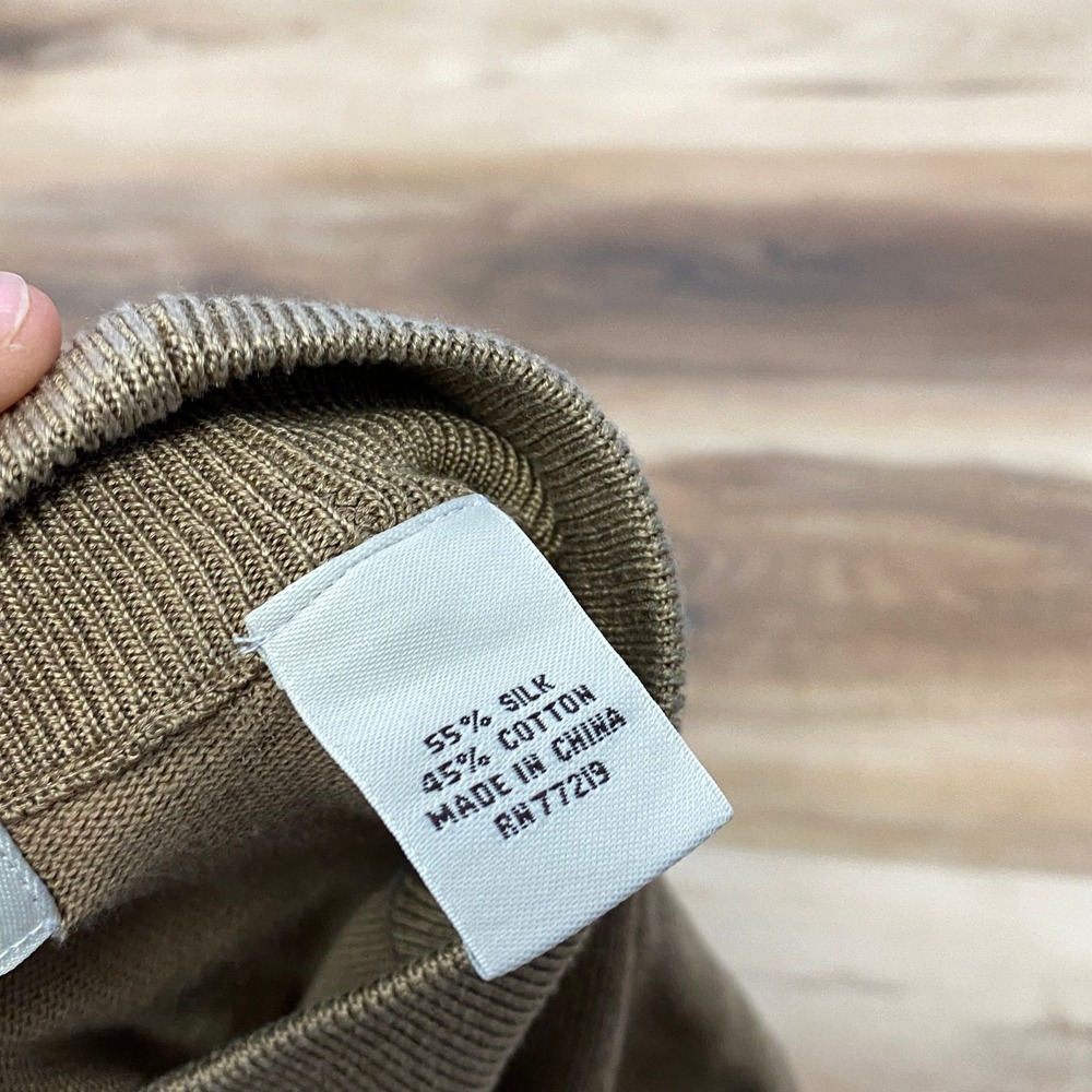 Pronto Uomo Sweater Mens XL Mock Neck Silk Cotton Blend Tan Minimalist Luxe - Picture 3 of 7